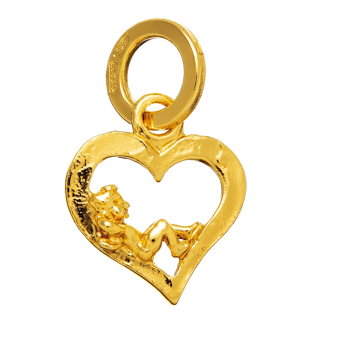 CHARM AMORINO SU CUORE DORATO