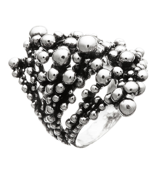 Anello Perlage grande Giovanni Raspini in argento 925 brunito — misura 16