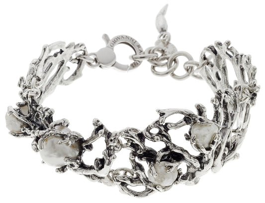 Bracciale Mari del Sud Grande Giovanni Raspini argento e perle — 19 cm