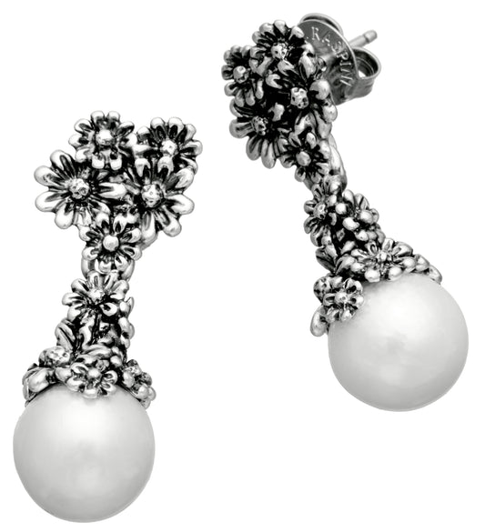 Orecchini Drops Margherite Giovanni Raspini in argento e perle