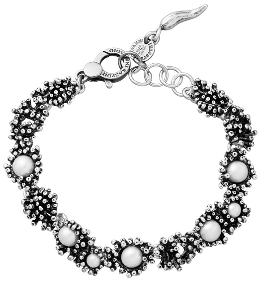 Bracciale Anemone Piccolo Giovanni Raspini in argento e perle — 19 cm