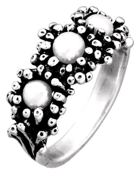 Anello Trilogy Anemone Giovanni Raspini in argento e perle — misura 14