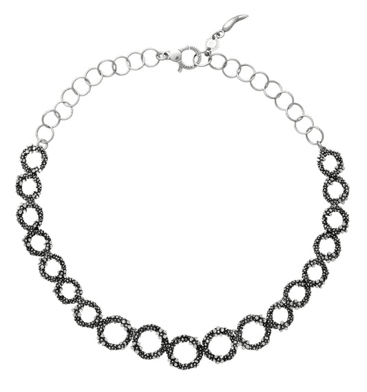 Collana Millefiori Giovanni Raspini in argento 925 brunito — 47 cm