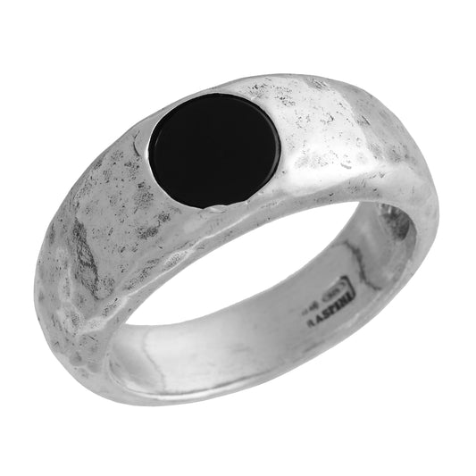 Anello Martellato Giovanni Raspini in argento 925 e onice nera — misura 22