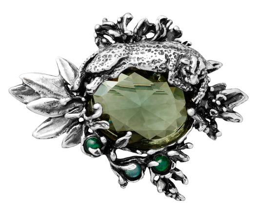 Spilla Amazzonia Giovanni Raspini in argento 925 e pietre verdi