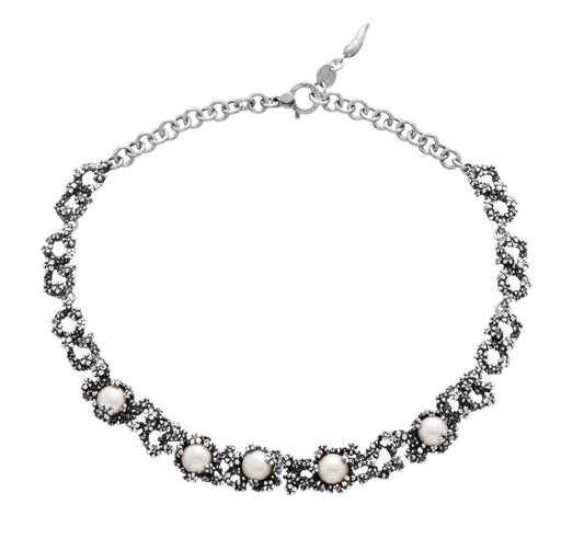 Collana Blossom Giovanni Raspini in argento 925 e perle rosa — 45 cm