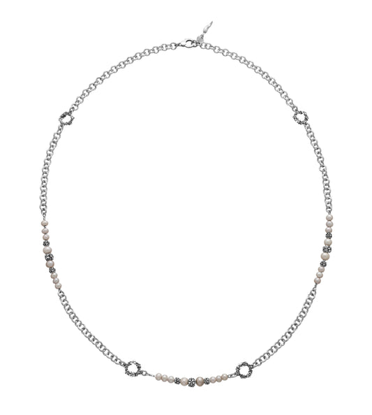 Collana lunga Blossom Giovanni Raspini in argento 925 e perle rosa — 92 cm