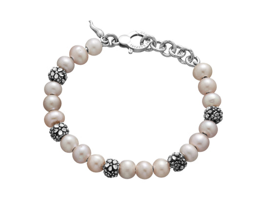 Bracciale Blossom Beads Giovanni Raspini in argento 925 e perle rosa — 20,5 cm