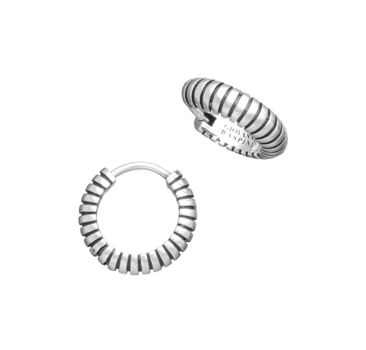 Orecchini Huggie rigati Giovanni Raspini in argento 925 brunito