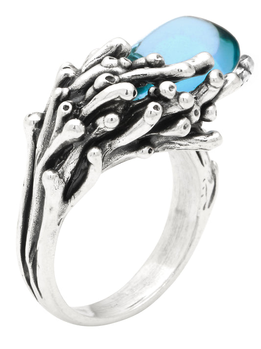 Anello Goccia Oceano Giovanni Raspini in argento e cristallo — misura 16