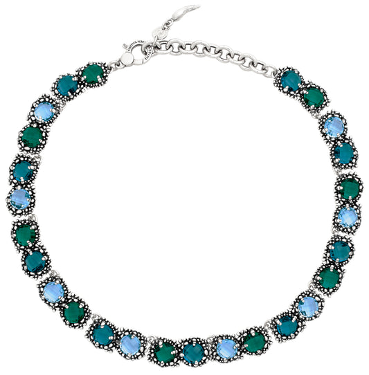 Collana Blue Ivy Giovanni Raspini in argento 925 e cristalli colorati — 46 cm