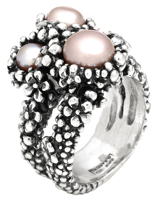 Anello Blossom Grande Giovanni Raspini in argento e perle rosa — misura 16