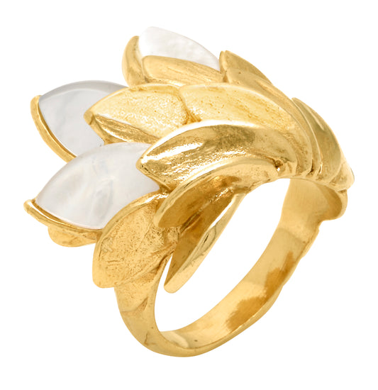 Anello Skin Madreperla Giovanni Raspini in argento dorato 18 kt — misura 16