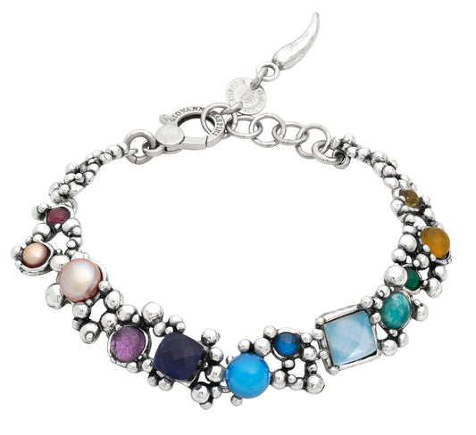 Bracciale Cocktail Giovanni Raspini in argento 925 con dodici gemme — 20 cm