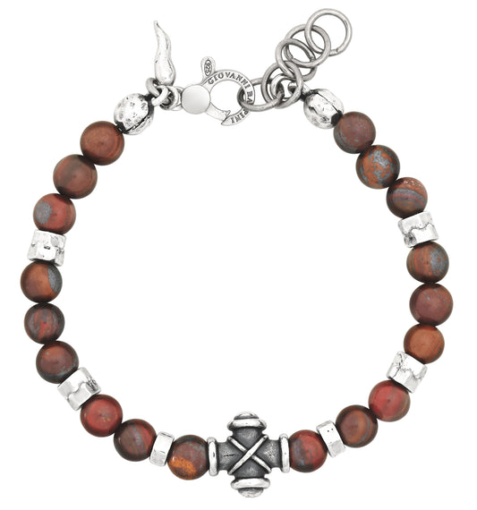 Bracciale Croce Raspini in argento e occhio di toro — 22 cm - Giovanni Raspini