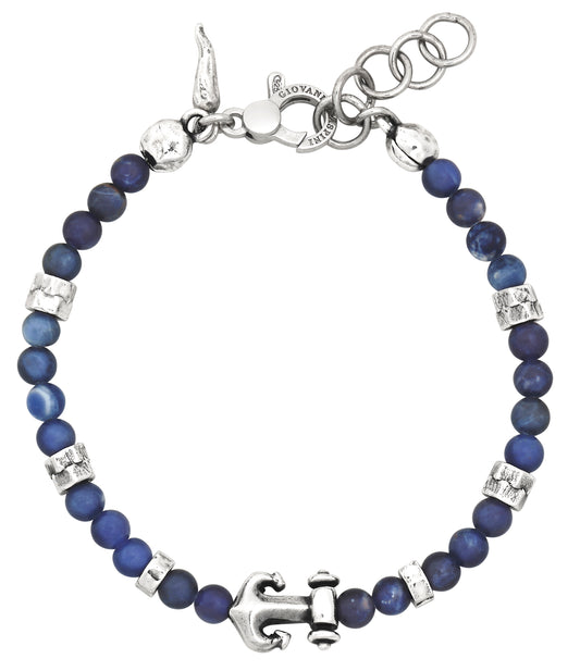 Bracciale Ancora e Sodalite Giovanni Raspini in argento 925 con sfere di sodalite blu