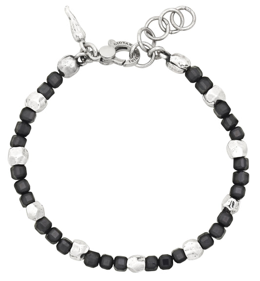 Bracciale Dadi Raspini in argento 925 e spinello nero — 20 cm - Giovanni Raspini