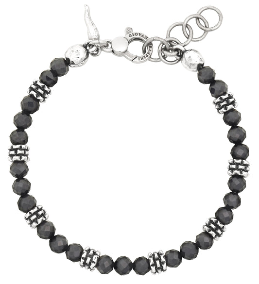 Bracciale Borchie Raspini in argento 925 e spinello nero — 22 cm - Giovanni Raspini