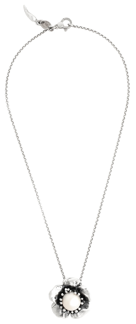Pendente Magnolia Raspini in argento 925 e perla naturale — 45 cm - Giovanni Raspini