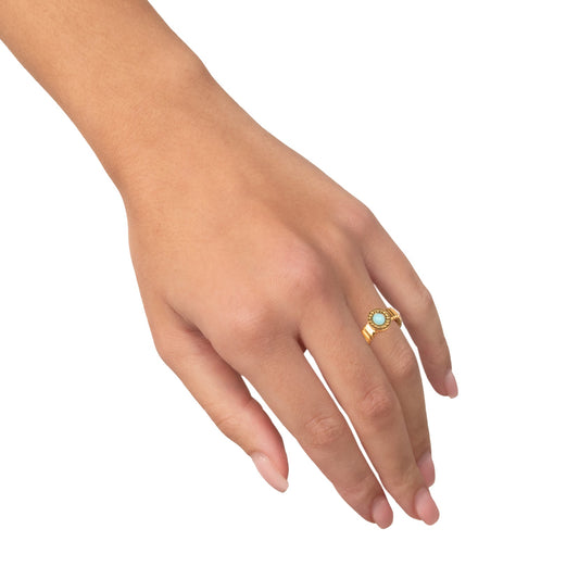 Anello Soraya NIVY tubogas dorato con pasta di turchese