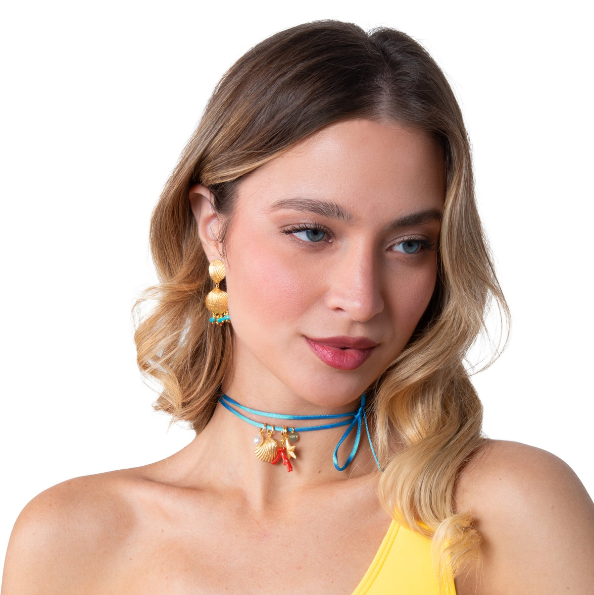 Chocker Malia NIVY beige con charms in argento 925