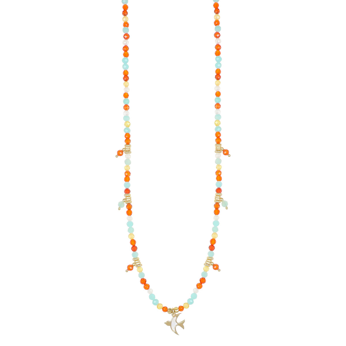 Collana Summer NIVY con rondine in madreperla e amazzonite