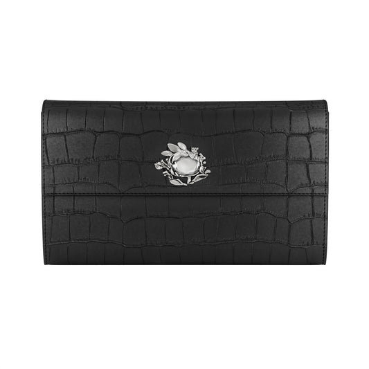 Portafoglio Continental Jungle Giovanni Raspini in pelle croco nera