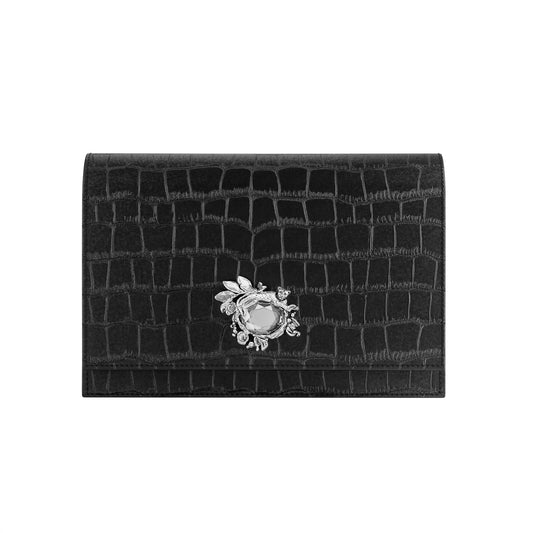 Pochette Jungle Giovanni Raspini in pelle croco nera