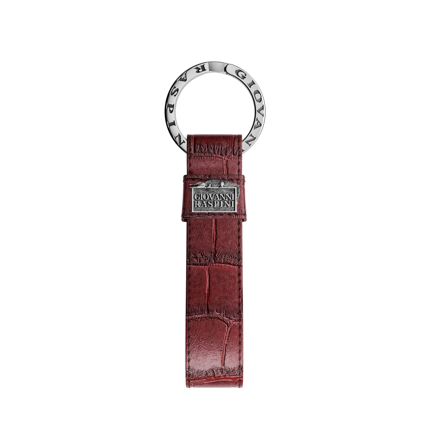 PORTACHIAVI PELLE CROCO BORGOGNA - Giovanni Raspini - L0028