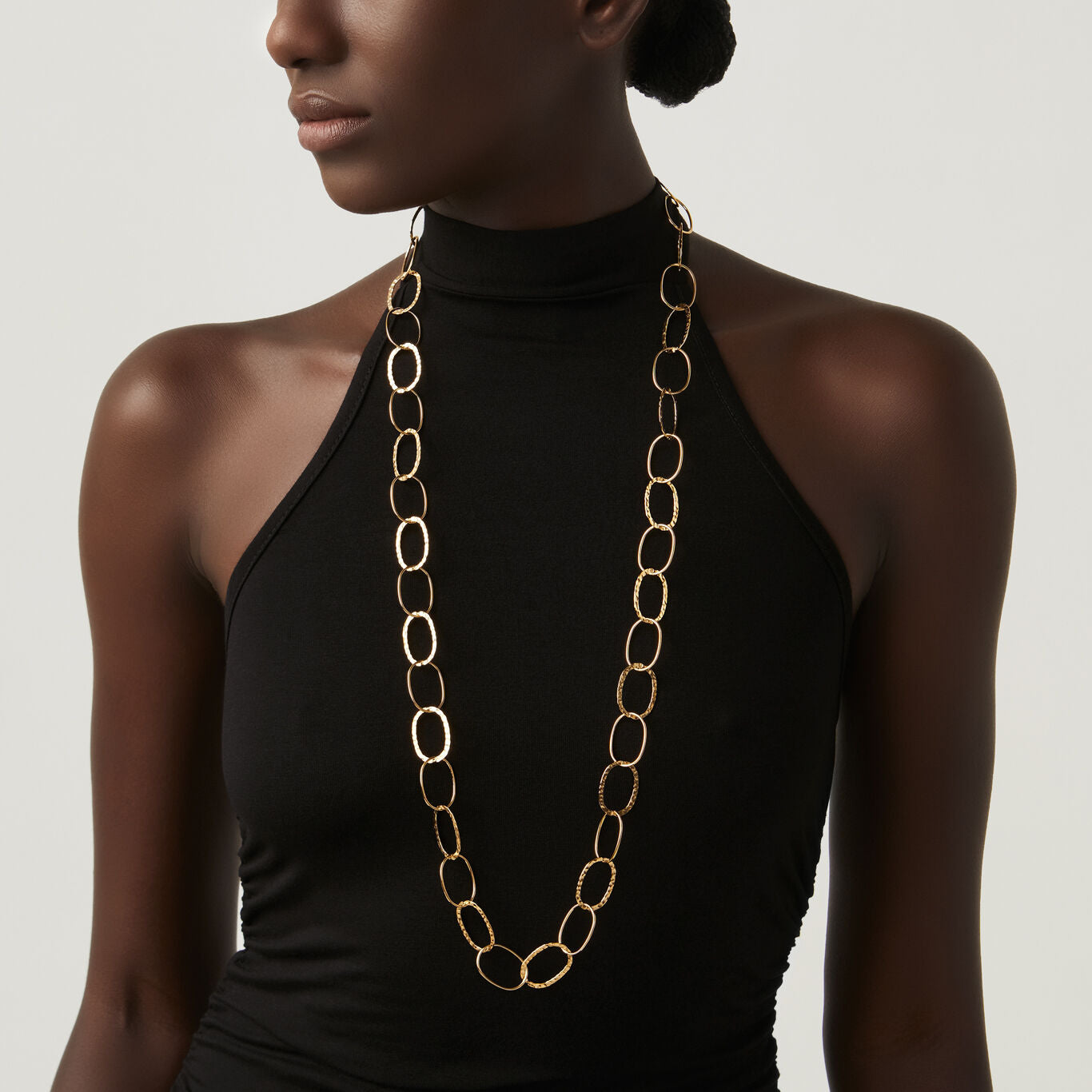 Collana maglia ovale alternata dorata Giovanni Raspini — 92 cm