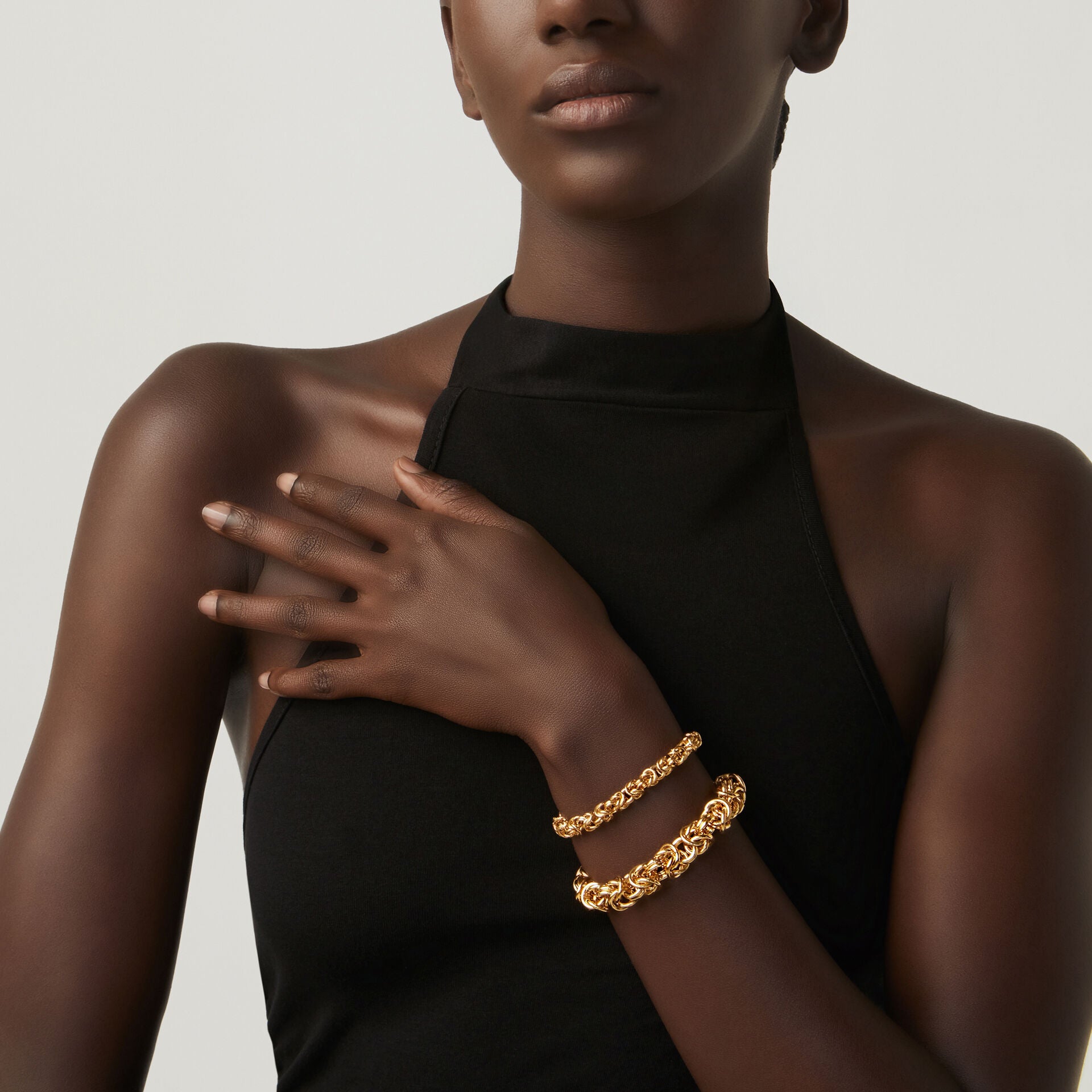 Bracciale Bizantina grande Giovanni Raspini argento dorato — 21 cm