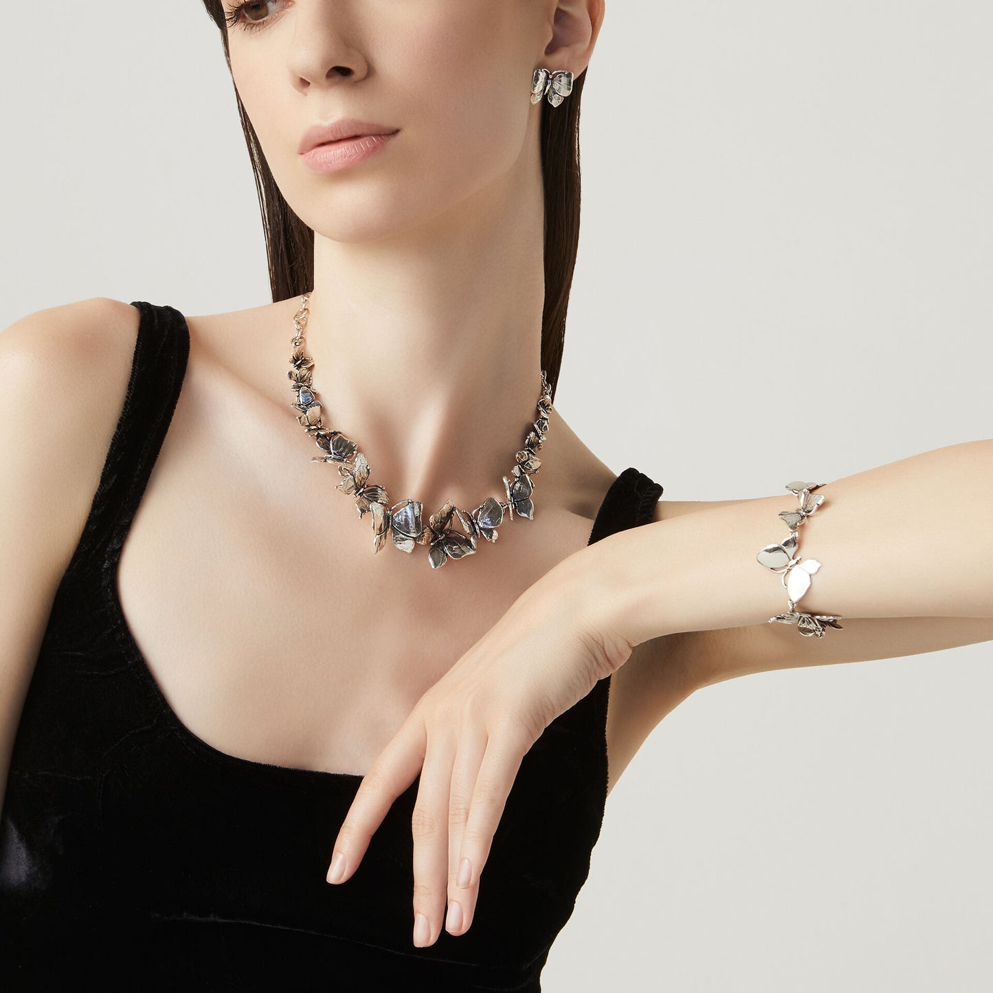 Bracciale Farfalle Giovanni Raspini in argento brunito — 21 cm