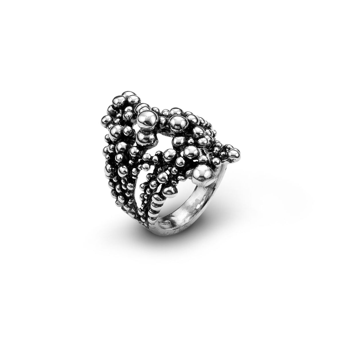 Anello Perlage grande Giovanni Raspini in argento 925 brunito — misura 16