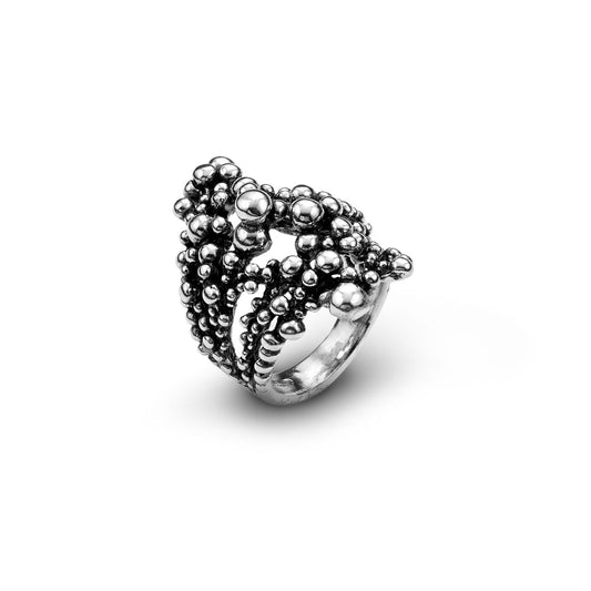 Anello Perlage grande Giovanni Raspini in argento 925 brunito — misura 16