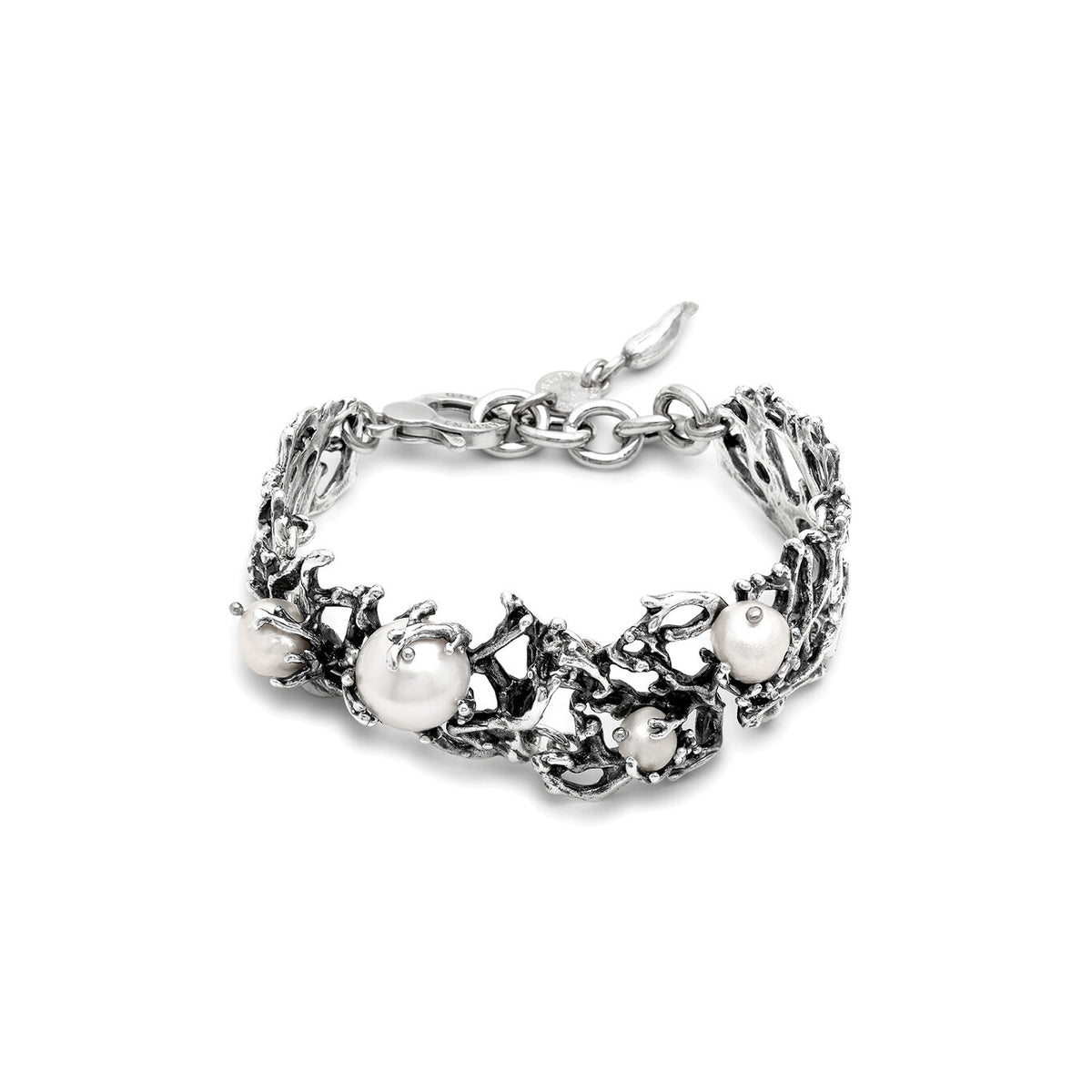 Bracciale Mari del Sud Grande Giovanni Raspini argento e perle — 19 cm