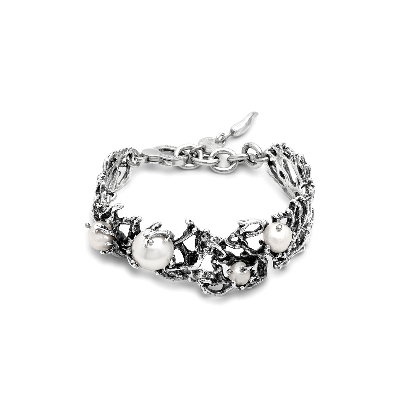 Bracciale Mari del Sud Grande Giovanni Raspini argento e perle — 19 cm