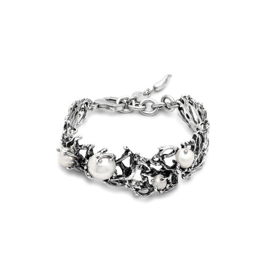 Bracciale Mari del Sud Grande Giovanni Raspini argento e perle — 19 cm
