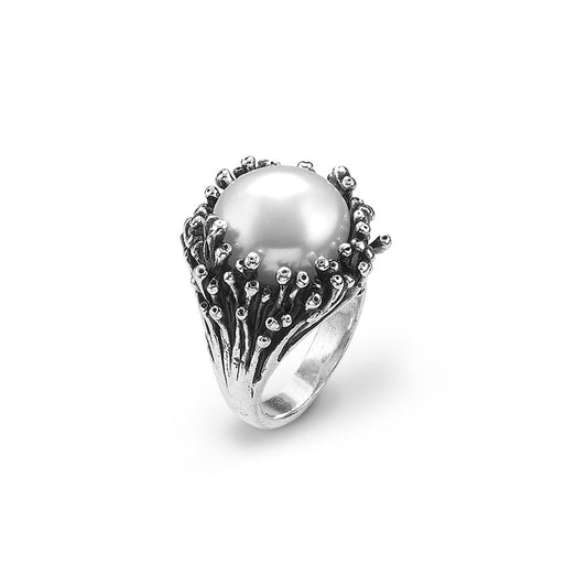 Anello Anemone Giovanni Raspini in argento 925 e perla naturale — misura 16