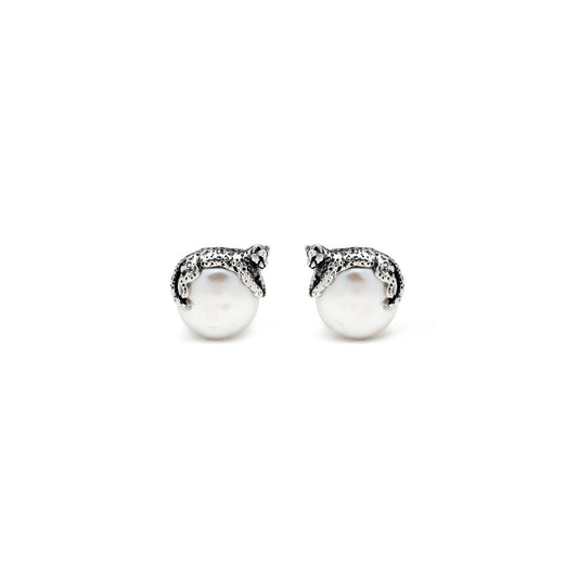 Orecchini Tahiti Leopardo in argento e perle