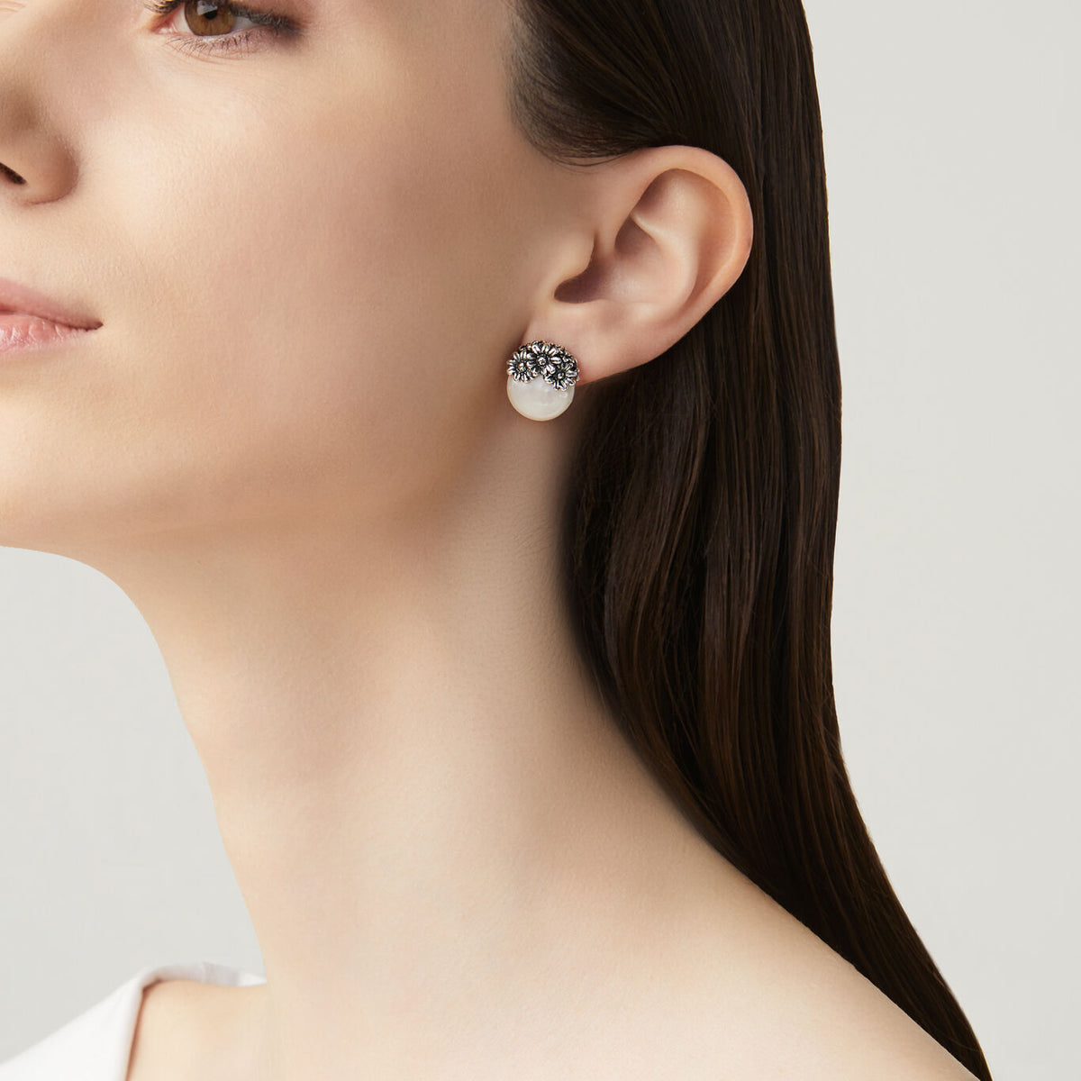 Orecchini Tahiti Margherite in argento e perle