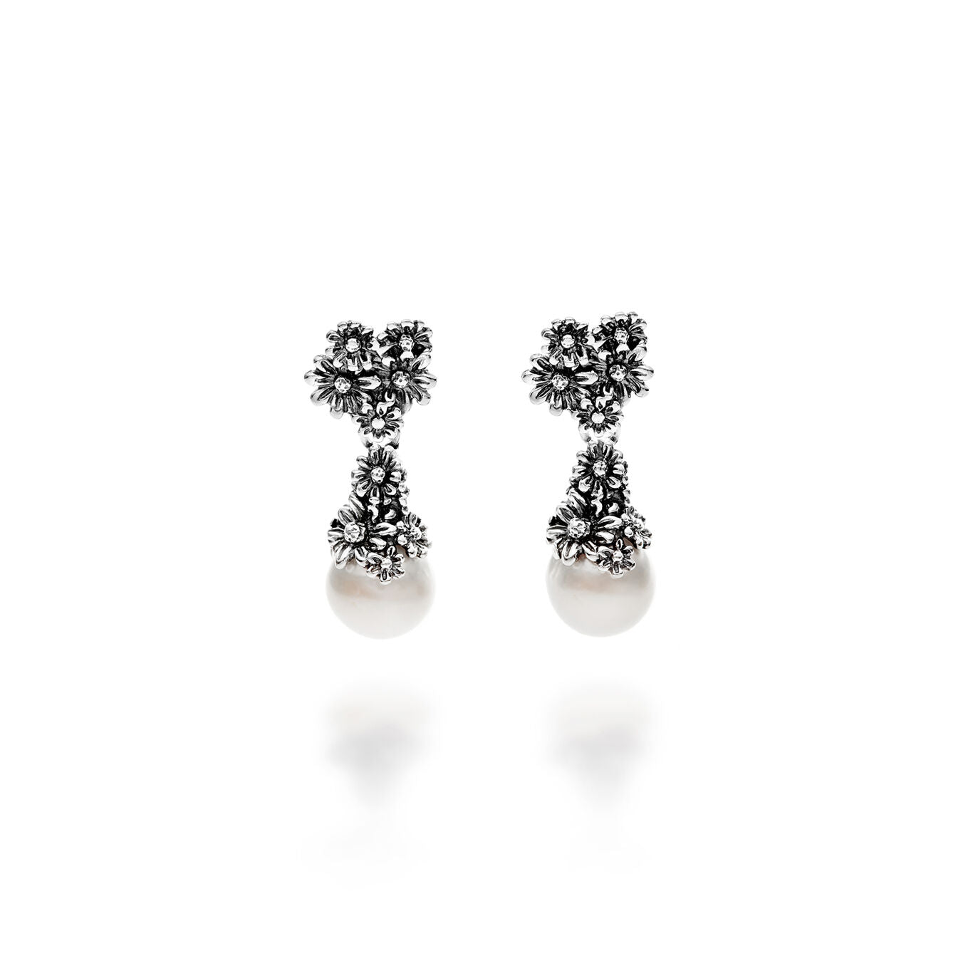Orecchini Drops Margherite Giovanni Raspini in argento e perle