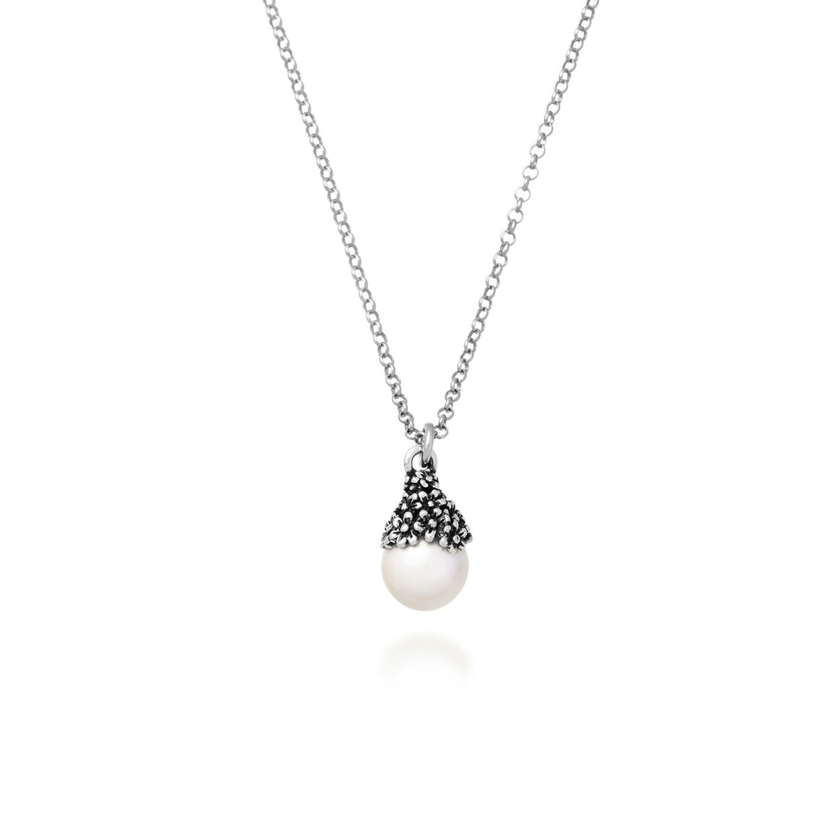 Pendente Drops Margherite Giovanni Raspini in argento e perla — 45 cm