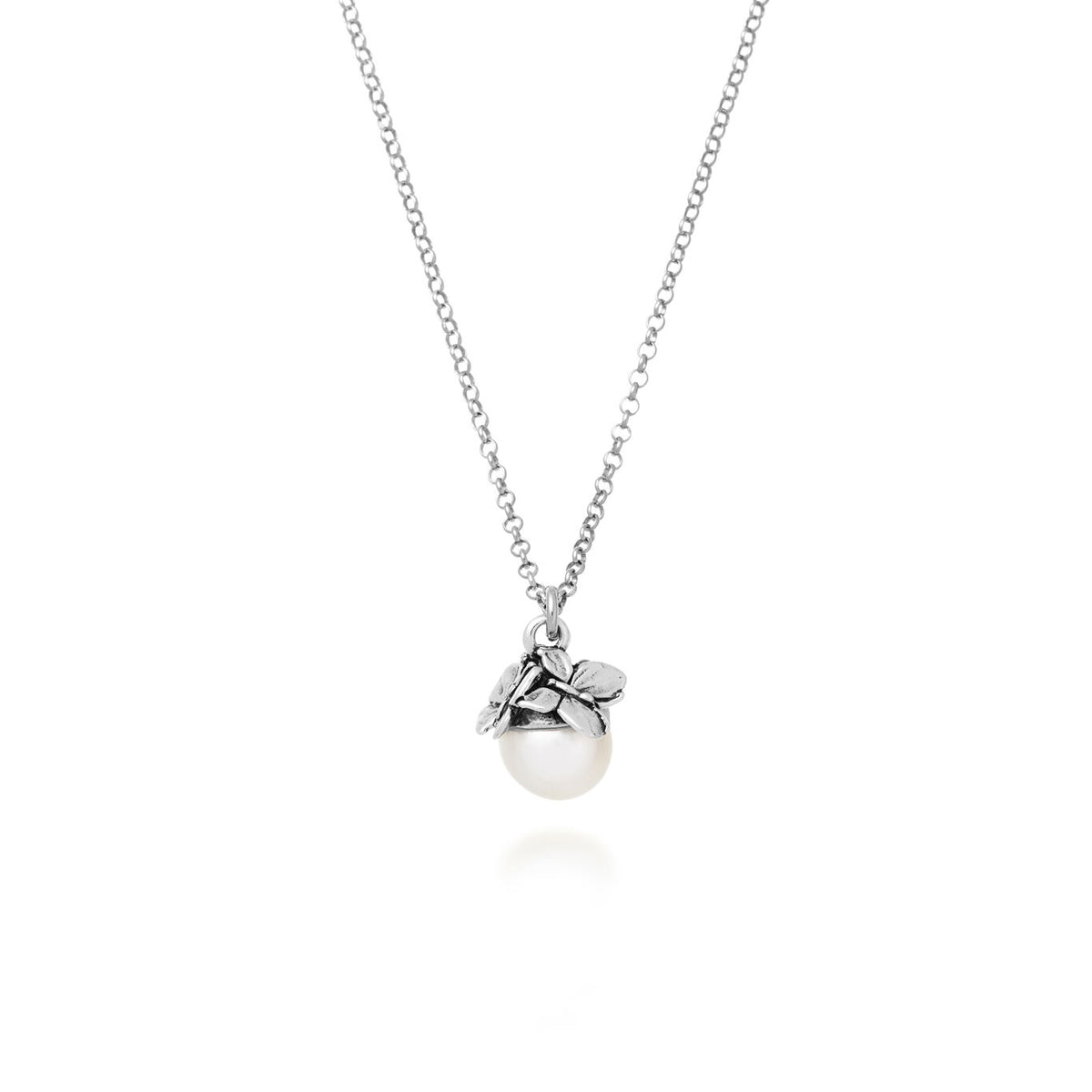 Pendente Drops Farfalle Giovanni Raspini in argento e perla — 45 cm