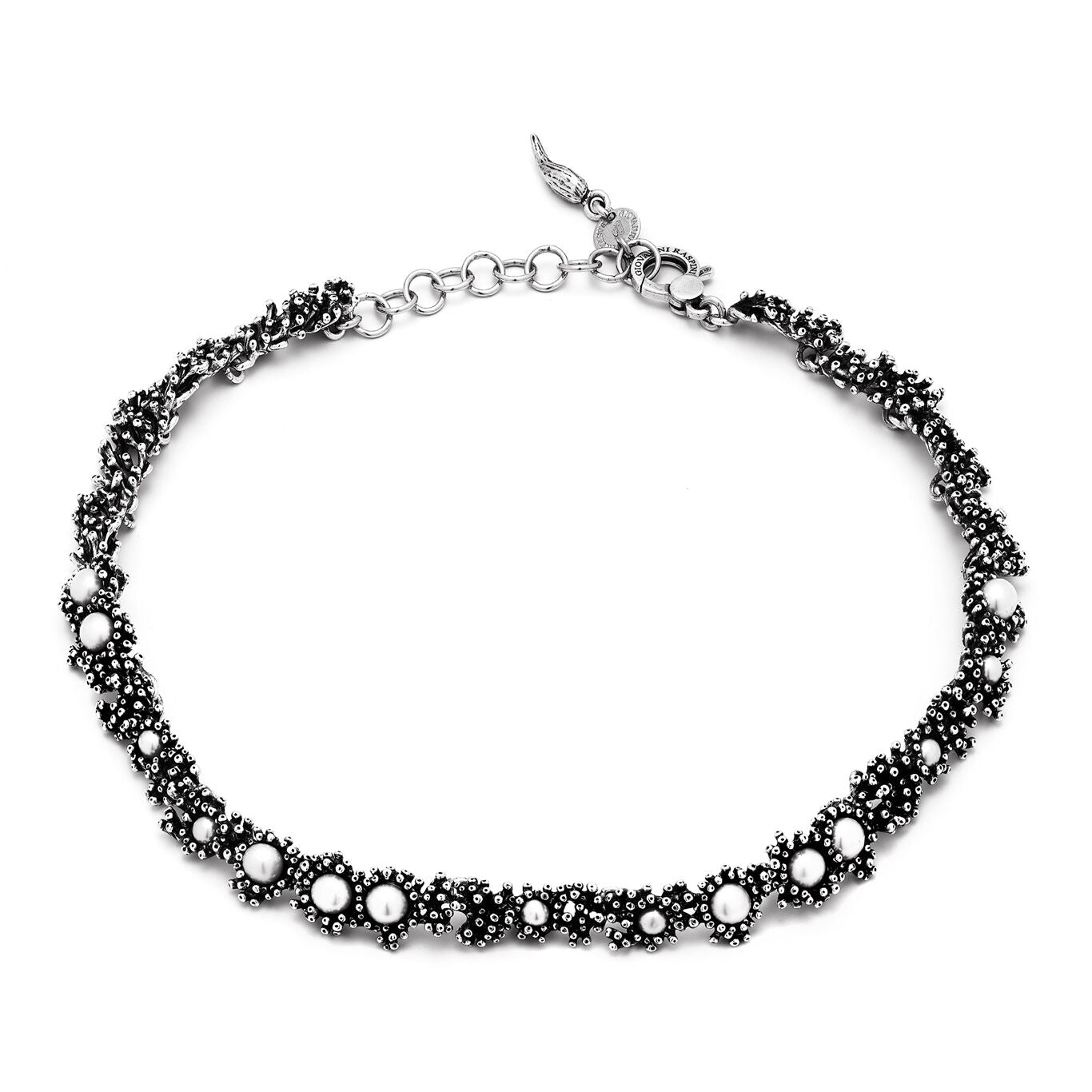 Collana Anemone Piccola Giovanni Raspini in argento 925 e perle — 43 cm