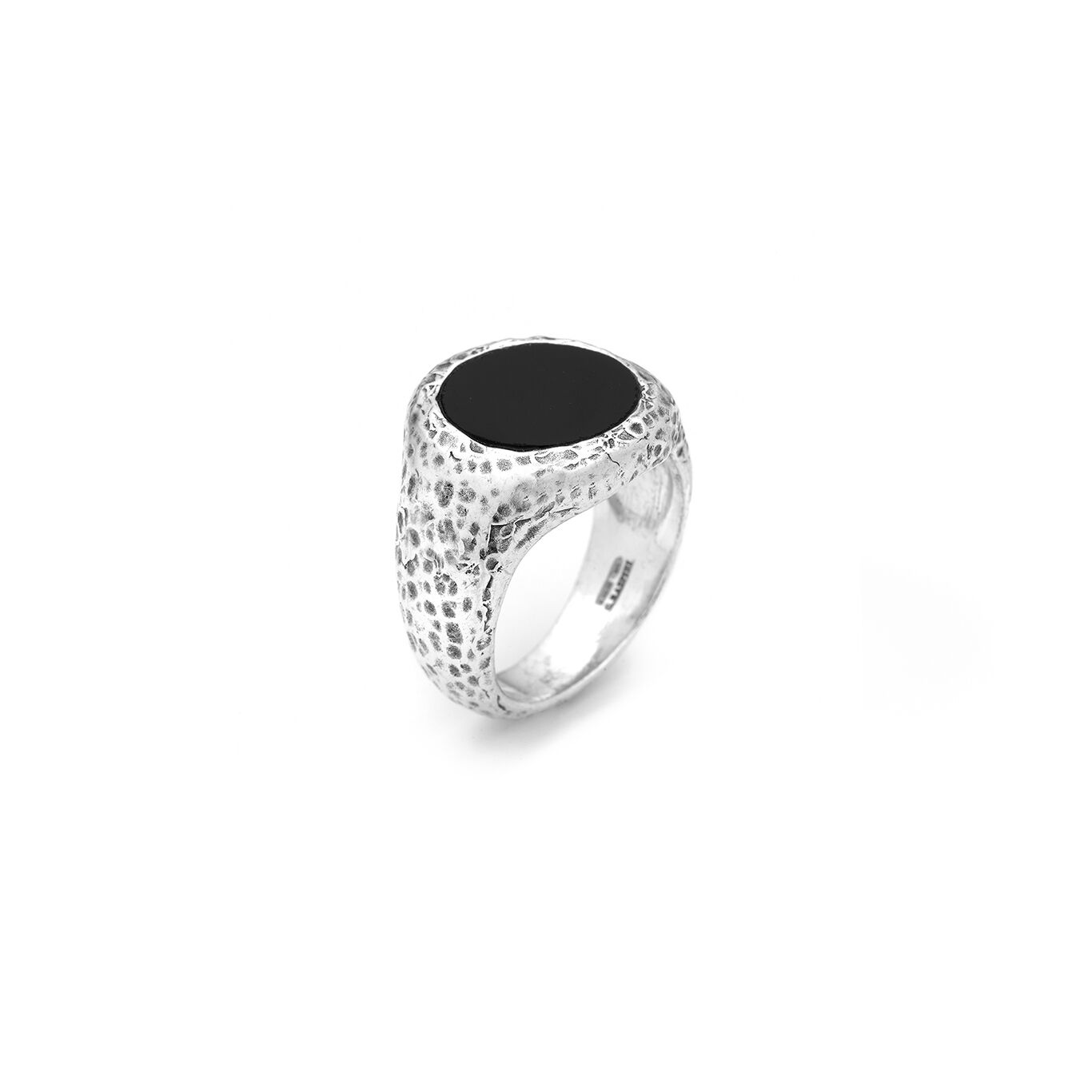 Anello Martellato Tondo Onice Grande Giovanni Raspini in argento — misura 22
