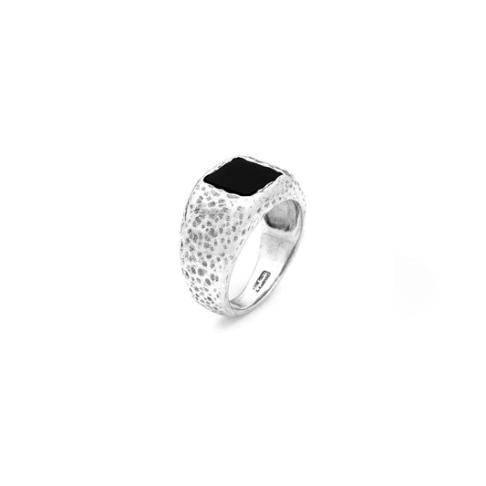 Anello Martellato Quadrato Onice Giovanni Raspini in argento 925