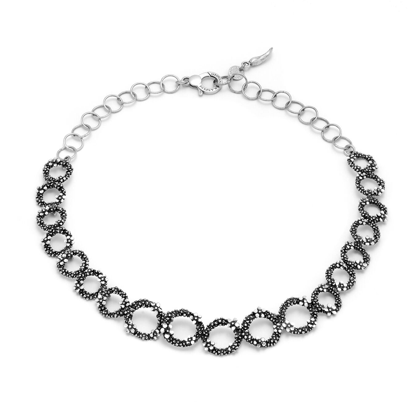 Collana Millefiori Giovanni Raspini in argento 925 brunito — 47 cm
