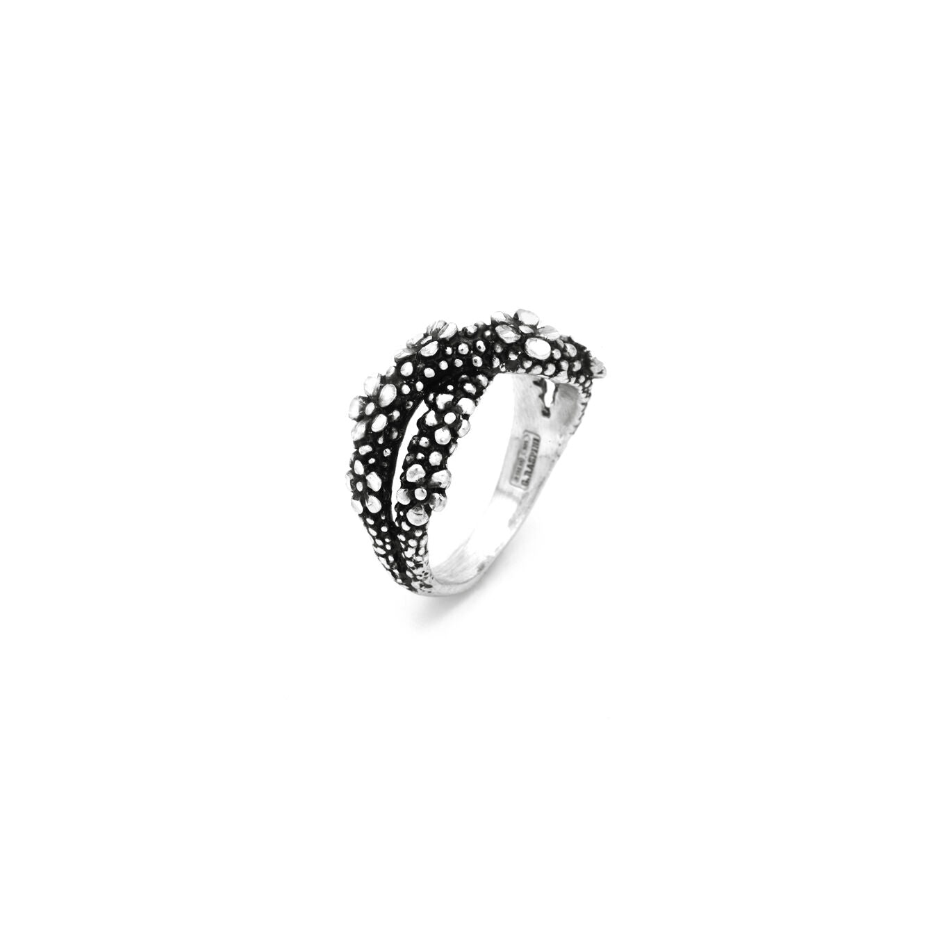 Anello Millefiori Giovanni Raspini in argento brunito — misura 16