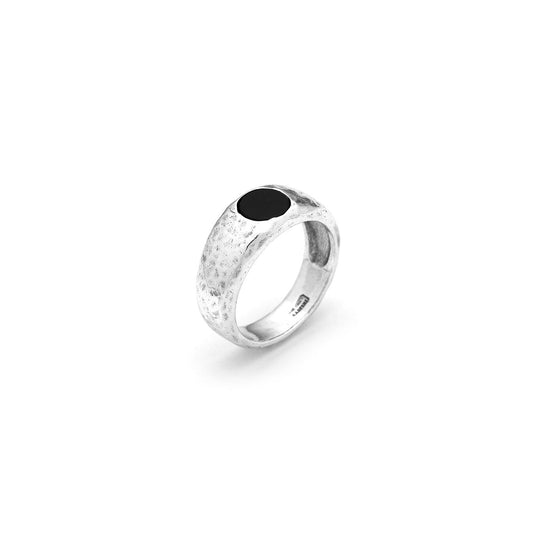 Anello Martellato Giovanni Raspini in argento 925 e onice nera — misura 22