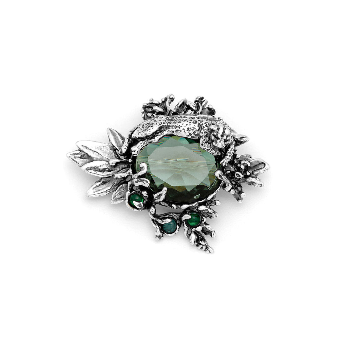 Spilla Amazzonia Giovanni Raspini in argento 925 e pietre verdi